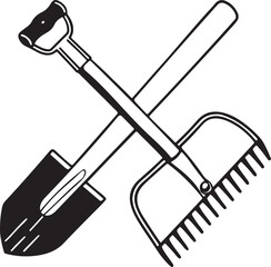 Shovel Rustic Tool for Gardening, Silhouette vector art illustration