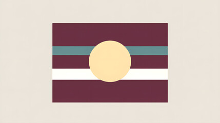 A flag designed with concentric circles in rich tones of burgundy, white, and teal, symbolizing unity and focus on a transparent backdrop 