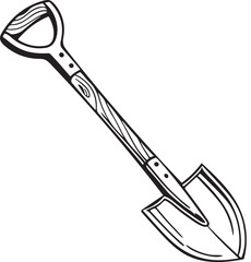 Shovel Rustic Tool for Gardening, Silhouette vector art illustration