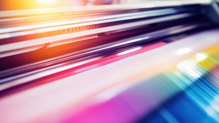 Vibrant Colors in Motion: A Close-Up of a Printing Press in Action