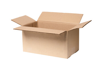 Open cardboard box isolated on white