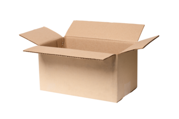 Open cardboard box isolated on white