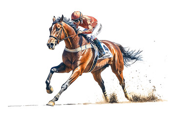 Horse racing jockey. Sport. Champion. Racetrack. Equestrian. Derby. Isolated on white background.PNG