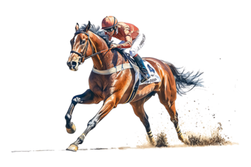Horse racing jockey. Sport. Champion. Racetrack. Equestrian. Derby. Isolated on white background.PNG