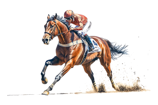Horse racing jockey. Sport. Champion. Racetrack. Equestrian. Derby. Isolated on white background.PNG