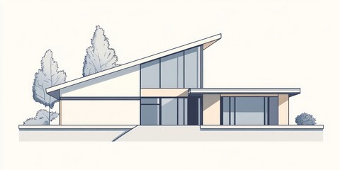 Modern House Architectural Design Illustration