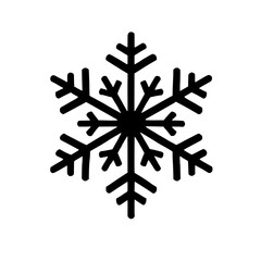 Elegant Snowflake Icon: A minimalist, black and white snowflake icon with intricate details, perfect for winter-themed designs, holiday decorations, and branding.