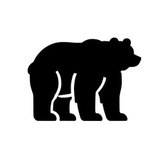Grizzly Bear Silhouette: A powerful and majestic grizzly bear silhouette, rendered in bold black against a clean background, exudes strength and wildness.