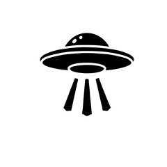 UFO Icon: A classic depiction of a UFO,  a flying saucer with beams of light, perfect for representing extraterrestrial life, science fiction, or mystery. © EngAhmedPixel