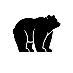 Bear Silhouette: A powerful silhouette of a bear, standing tall against a clean background, exudes strength and wildness, perfect for graphic design, logos, and branding.