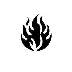 Fiery Orb: A stylized black flame graphic, reminiscent of a tribal tattoo or emblem, burns brightly within a circular frame.  The bold design is perfect for representing passion, intensity, or power.