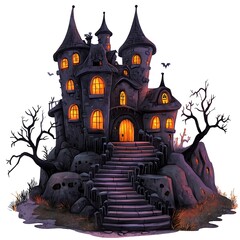 Fototapeta premium Spooky Halloween Castle on a Hilltop.