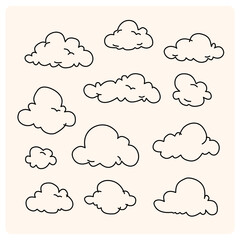 Hand-Drawn Cloud Collection with doodle style drawing