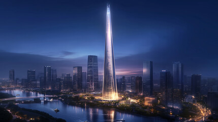 Obraz premium city skyline at dusk