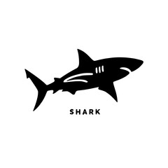 Shark Silhouette: A bold, minimalist silhouette of a shark, rendered in solid black against a clean background.  The image evokes power, mystery, and the untamed ocean.