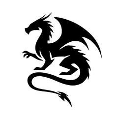 Majestic Black Dragon Silhouette 