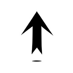 Bold Black Up Arrow: A bold, black up arrow with a sharp point, cast against a contrasting backdrop, pointing assertively upwards, symbolizing progress, ambition, and success. 