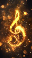 Golden Treble Clef: Sparkling Music Note in Festive Glow
