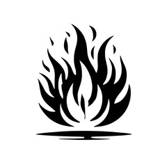 Black Flame Icon: A bold, graphic illustration of a stylized flame with a minimalist, black-and-white design. The flames are dynamic and powerful, representing intensity, energy, and passion.