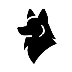 Wolf Head Silhouette: Bold and stylized silhouette of a wolf's head, perfect for logos, branding, or any design needing a powerful and primal image.  