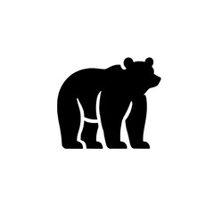 Obraz premium Majestic Grizzly Silhouette: A powerful and majestic grizzly bear stands tall in a striking black silhouette against a clean backdrop. This simple yet impactful image evokes feelings of strength.