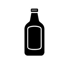 Glass Bottle Icon: A simple yet versatile vector icon depicting a classic glass bottle with a screw cap, perfect for various applications, including beverage labels and packaging design.