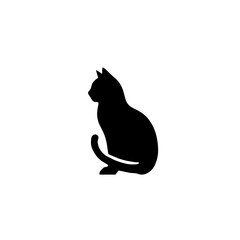 Silhouette of a Sitting Cat: A minimalist black silhouette of a cat in a sitting pose against a transparent background.  This simple yet powerful image represents the feline's grace and elegance.