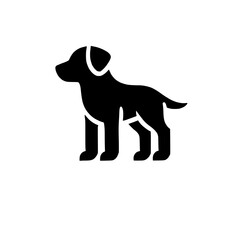 Simple Dog Silhouette: A minimalist silhouette of a dog in a standing pose, perfect for pet-related projects, social media, or branding. This vector illustration evokes a sense of loyalty.