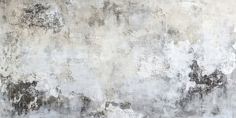Fototapeta premium Gray abstract textured concrete wall background with weathered white patches and dark stains providing ample space for text and design elements.