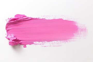 Colorful Brushstrokes: Pink Oil or Acrylic Paint Illustration on White Banner Background