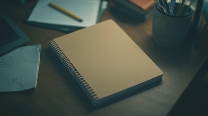 A Blank Spiral Notebook on a Desk