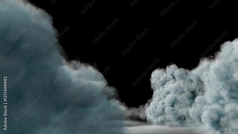 Wall mural soft atmospheric cloud movement on alpha channel. 3d rendering. a smooth and natural cloud motion de