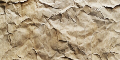 Vintage crumpled paper texture background in shades of brown with visible creases and rips, ideal...