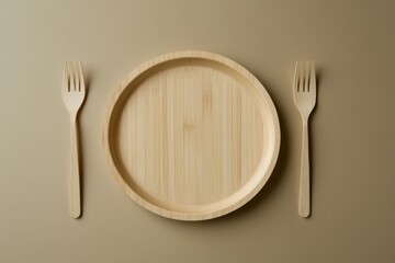 Bamboo Plate With Cutlery