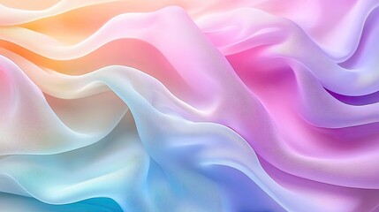 Fototapeta premium Summer watercolor idea. Colorful silk fabric waves create a soft and elegant texture, evoking tranquility.