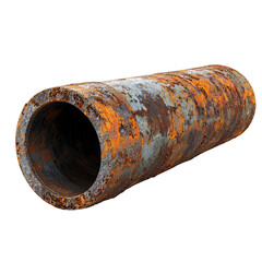 Rusty Metal Pipe on Transparent Background for Industrial Use