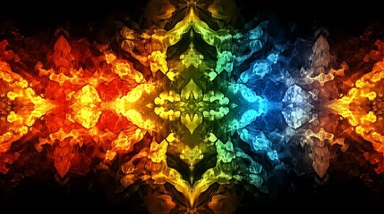 Fototapeta premium Abstract Colorful Flames Mirrored Design Artwork