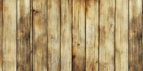 Naklejka premium Natural wooden board wallpaper featuring grain texture with vertical planks in warm brown and beige tones against a light background.