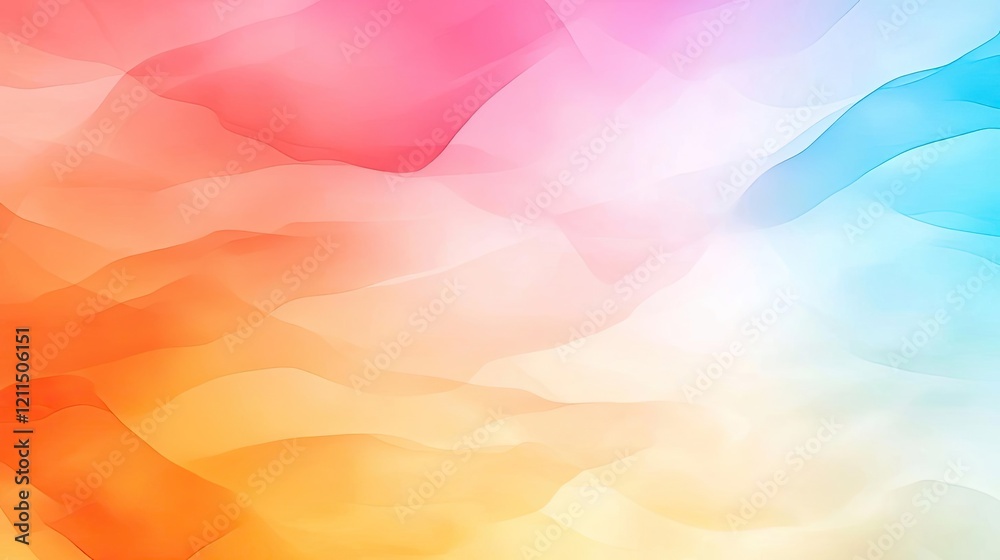 Poster Summer watercolor idea. Colorful abstract wave background with soft gradients and smooth textures.