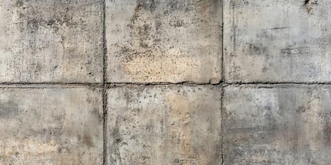 Weathered gray cement wall texture with rough surface featuring large rectangular panels ideal for industrial and construction technology presentations