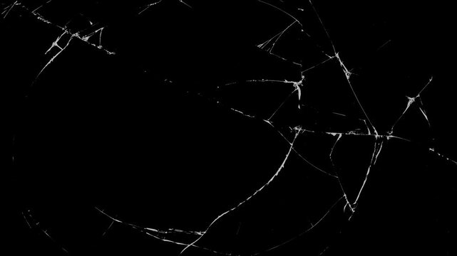 Overlay video effect with broken glass cracks covering the screen, perfect for adding a damaged or suspenseful feel to videos, presentations, or other visual projects