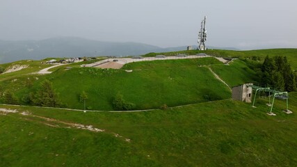 Forte Lisser, military fortress, Italian site of historic and cultural interest, Enego, Vicenza in Italy. Aerial drone orbiting