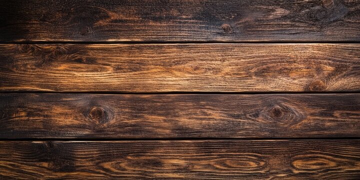 Dark brown wooden textured background with ample copy space, arranged horizontally, showcasing natural wood grain and rustic finish.