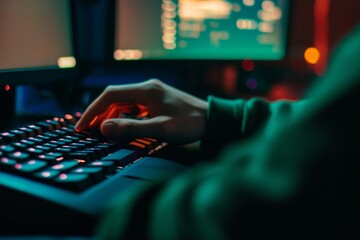 cyber security online, cybersecurity concept on internet, user writing password on computer, Generative AI