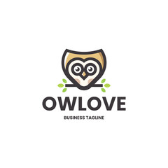 cute love owl logo vector