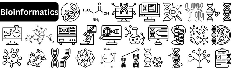 Bioinformatics Line Icons Pack