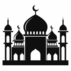 Majestic Mosque Silhouette on White