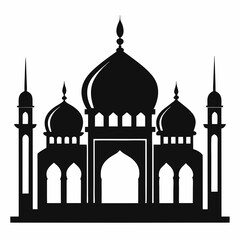 Majestic Mosque Silhouette on White