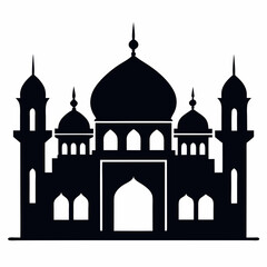 Majestic Mosque Silhouette on White