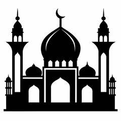 Majestic Mosque Silhouette on White